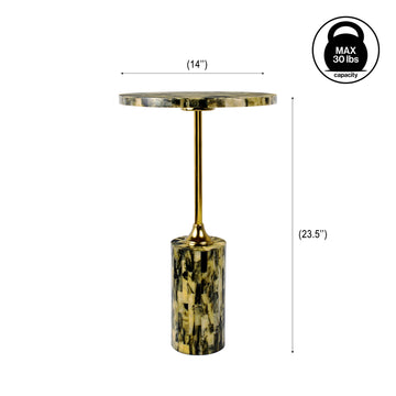 Hedda 23.5" Contemporary Glam Metal/Resin Faux Stone Round End Table - JONATHAN Y